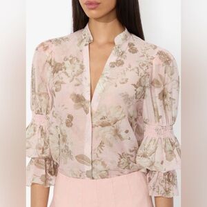 Alice + Olivia ILAN SMOCKED BLOUSE